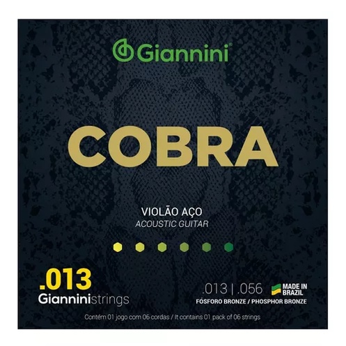 Encordoamento corda Violão Aço .013 Fosfor Bronze Giannini GEEFLXF