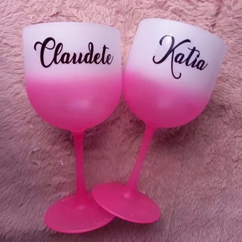 30 Adesivos Vinil Nome Personalizado Cores Taça Gin 9 X 3 Cm