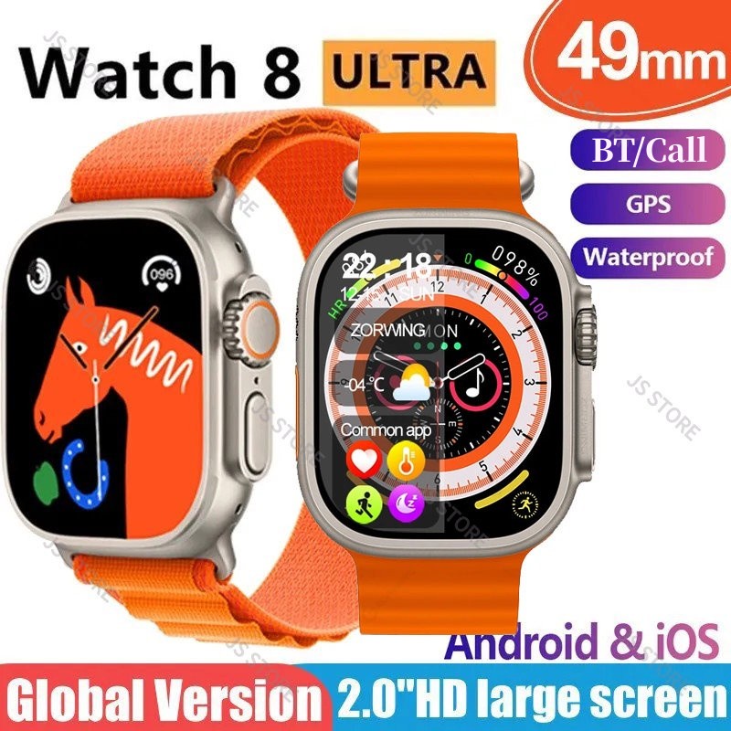 Watch 8 Ultra Series 8 Relógio Inteligente Digital Homens GPS Smartwatch À Prova D'água Bluetooth Esportivo Bluetooth Fitness Carregamento Sem Fio SmartWatches Para IOS Android