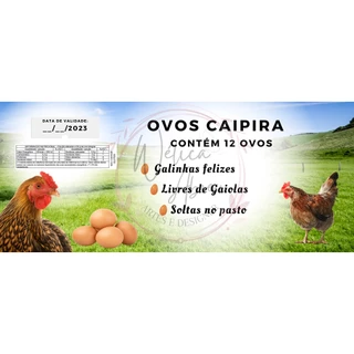200 Rótulos para cartelas de Ovos Caipira (Tamaho 6,5x15cm)