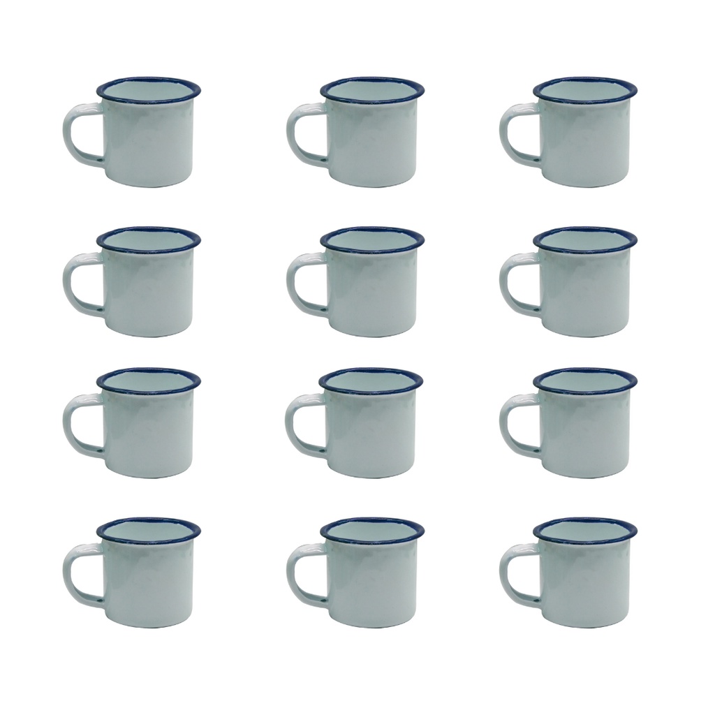 Caneca Esmaltada 300ml Retro Antiga Branca - 12 Unidades