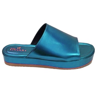 Sandália Papete Feminina Flatform Rasteira Confortável Moda Birken Metalizada Ref. 30/74