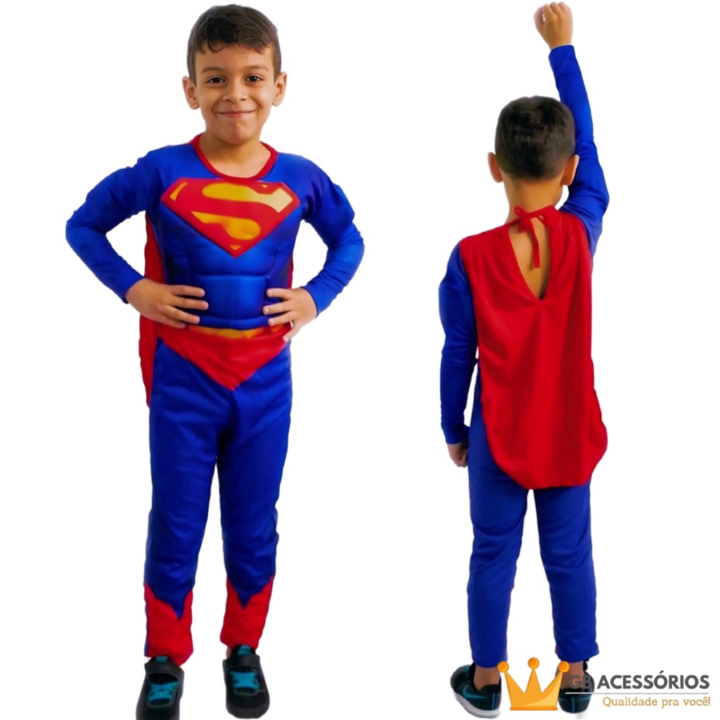 Fantasia Infantil Super Homem (superman) com Enchimento Longa - Envio Imediato