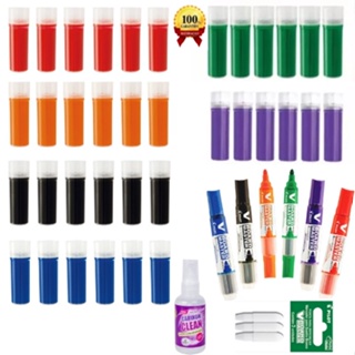 Combo Recarga para refil cartucho de caneta tinteiro marcador Pilot Board Master 36 unidades+ 6 Marcadores + 3 pontas de pincel + Limpador de quadro branco