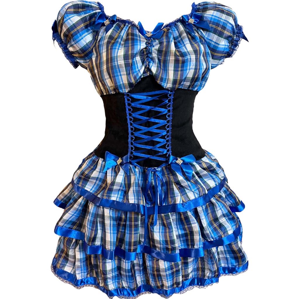 Roupa Festa Junina Conjunto Azul Caipira Infantil