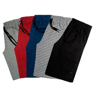 Kit 5 Bermudas Moletom Academia Treino Masculina Algodão Revenda Original Lisa Listrada