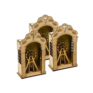 Kit 3 Mini Capelinha Oratorio Nossa Senhora Aparecida Espirito Santo Mdf