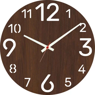 Relógio De Parede Grande 40cm Cozinha Sala Escritório Tabaco Marrom Madeira Moderno Tendencia