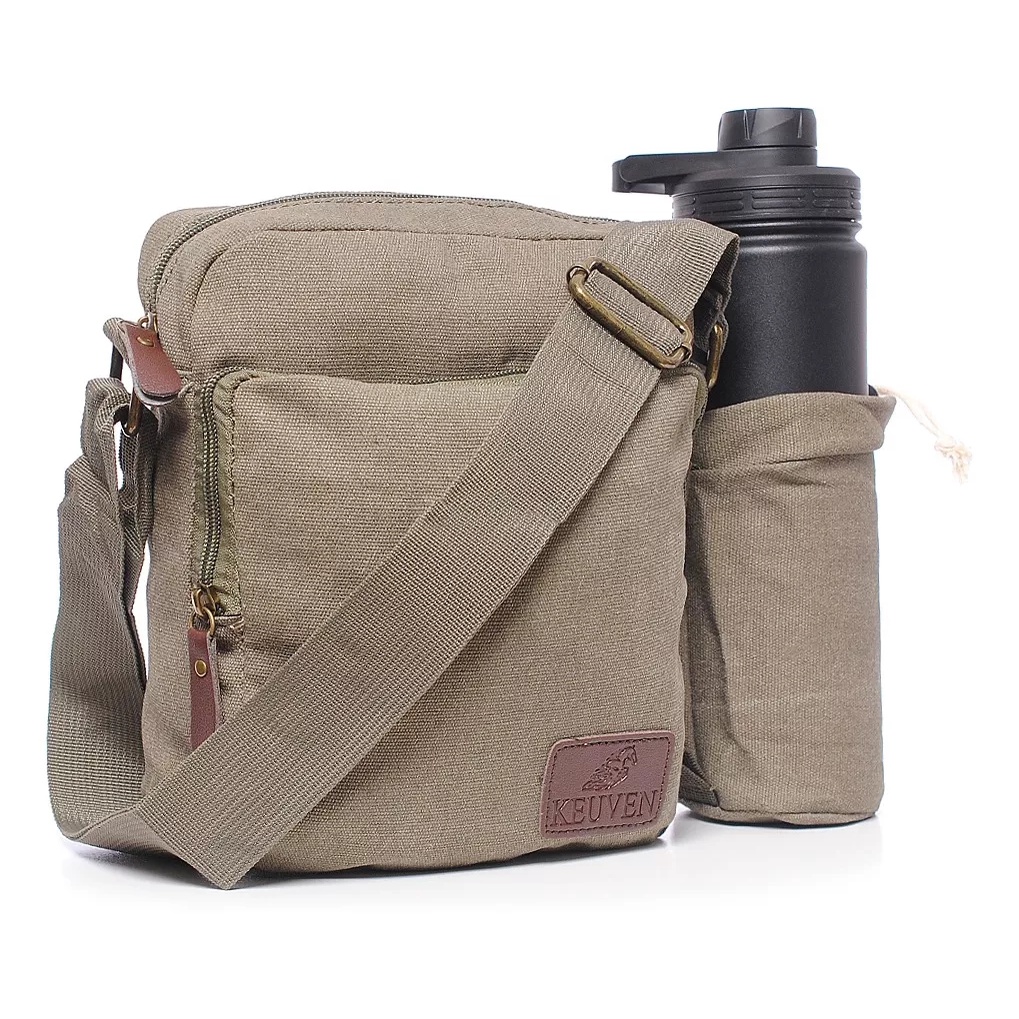 Bolsa Masculina Feminina Transversal Kvn Lona Bolso Garrafas