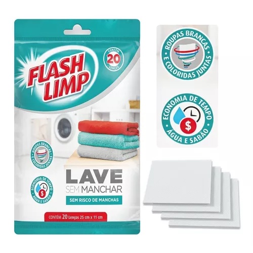 Lenço Antimanchas Lave Sem Manchar Flash Limp - 20 Folhas | Shopee Brasil