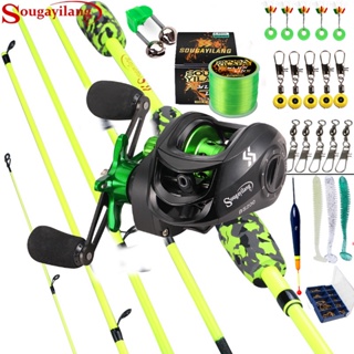 Vara de pesca com carretilha Sougayilang 1.8M Vara De Pesca Carretel Linha Lure Kit Completo Com Alta Velocidade 7.2 : 1 Relação Engrenagem Max Drag 15KG