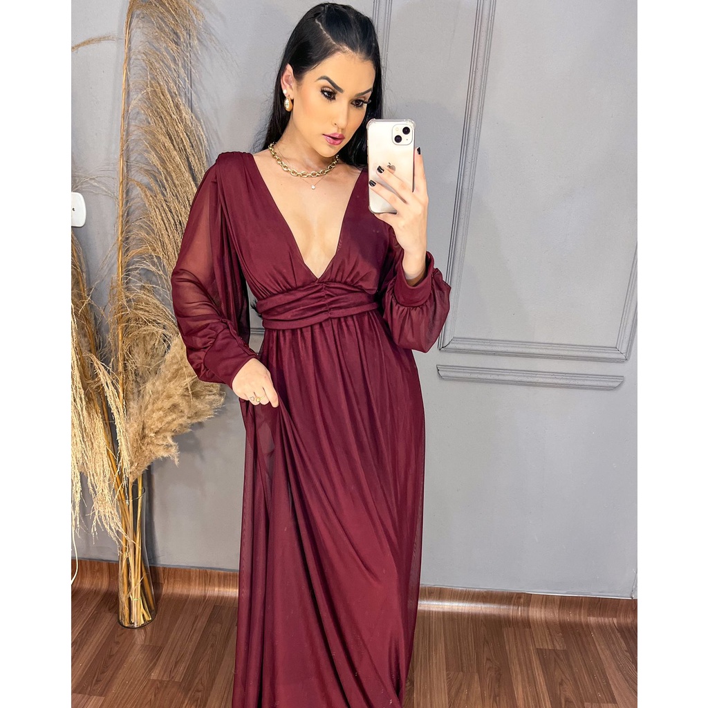 Vestido de festa hot sale cor marsala comprar