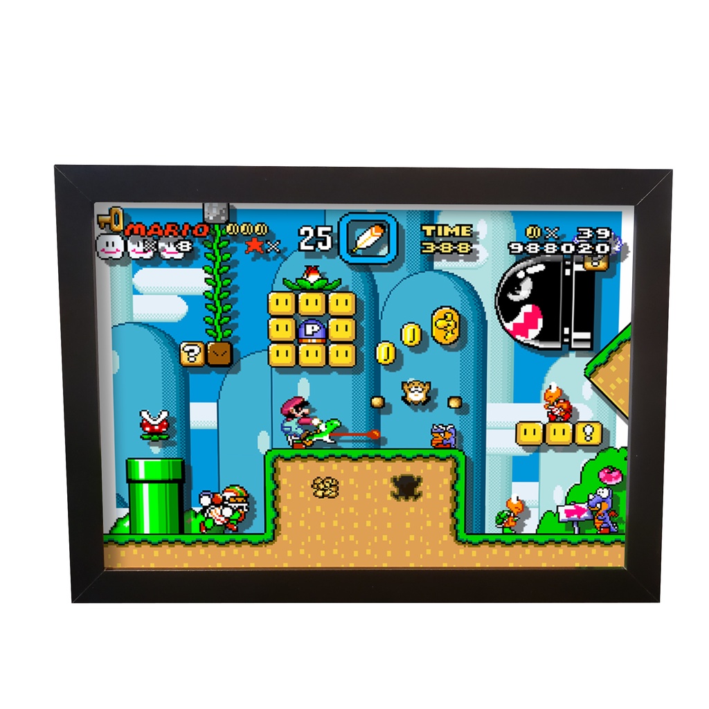 Quadro Efeito De Sombra Super Mario World Yoshi Island 1