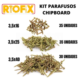 Kit Parafusos Chipboard 100pçs (3,5x40/ 3,5x25/ 3,5x16) Para Mdf E Madeira.