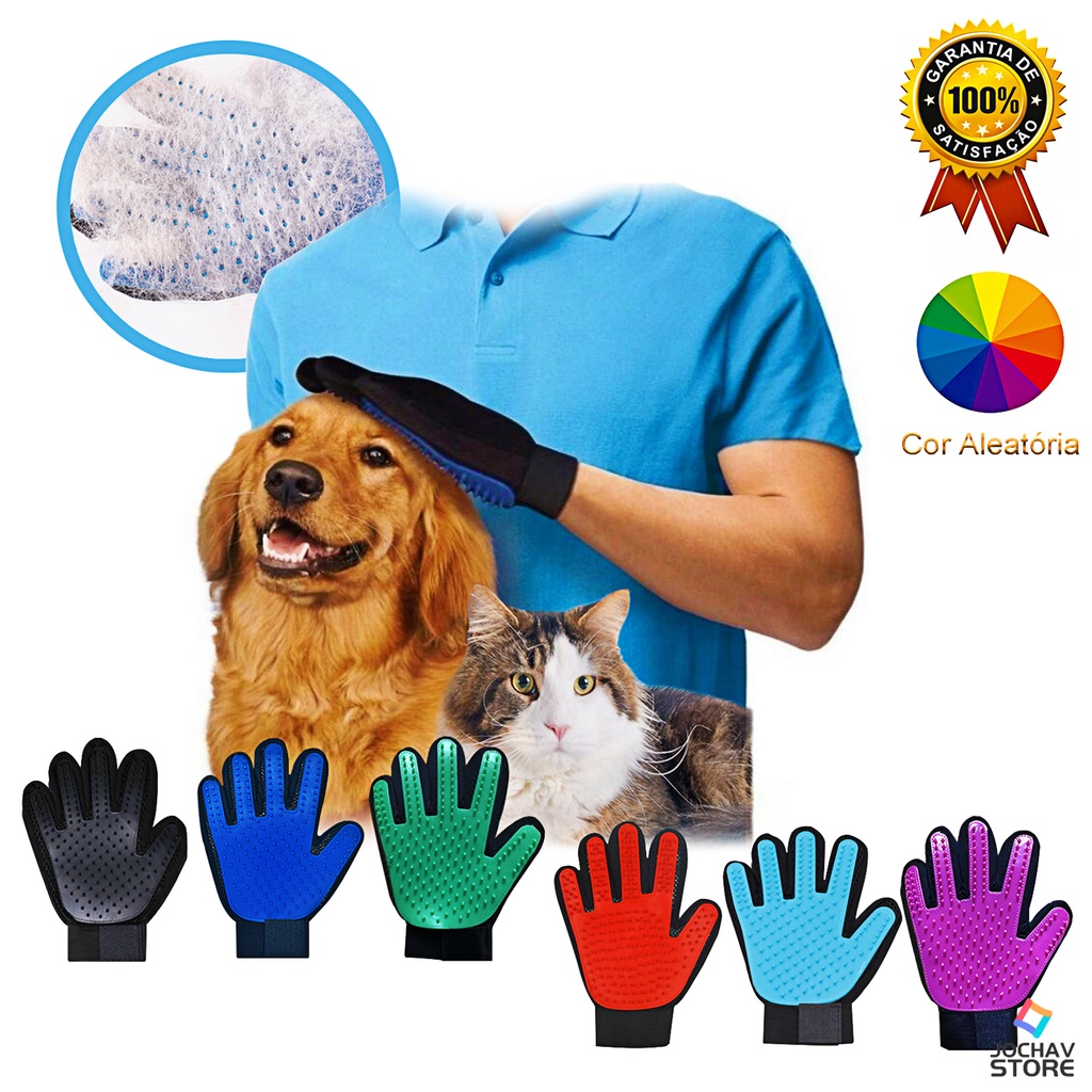 Luva Banho Magnética Tira Pelos Cães Gatos Pet Luva para dar banho em ...