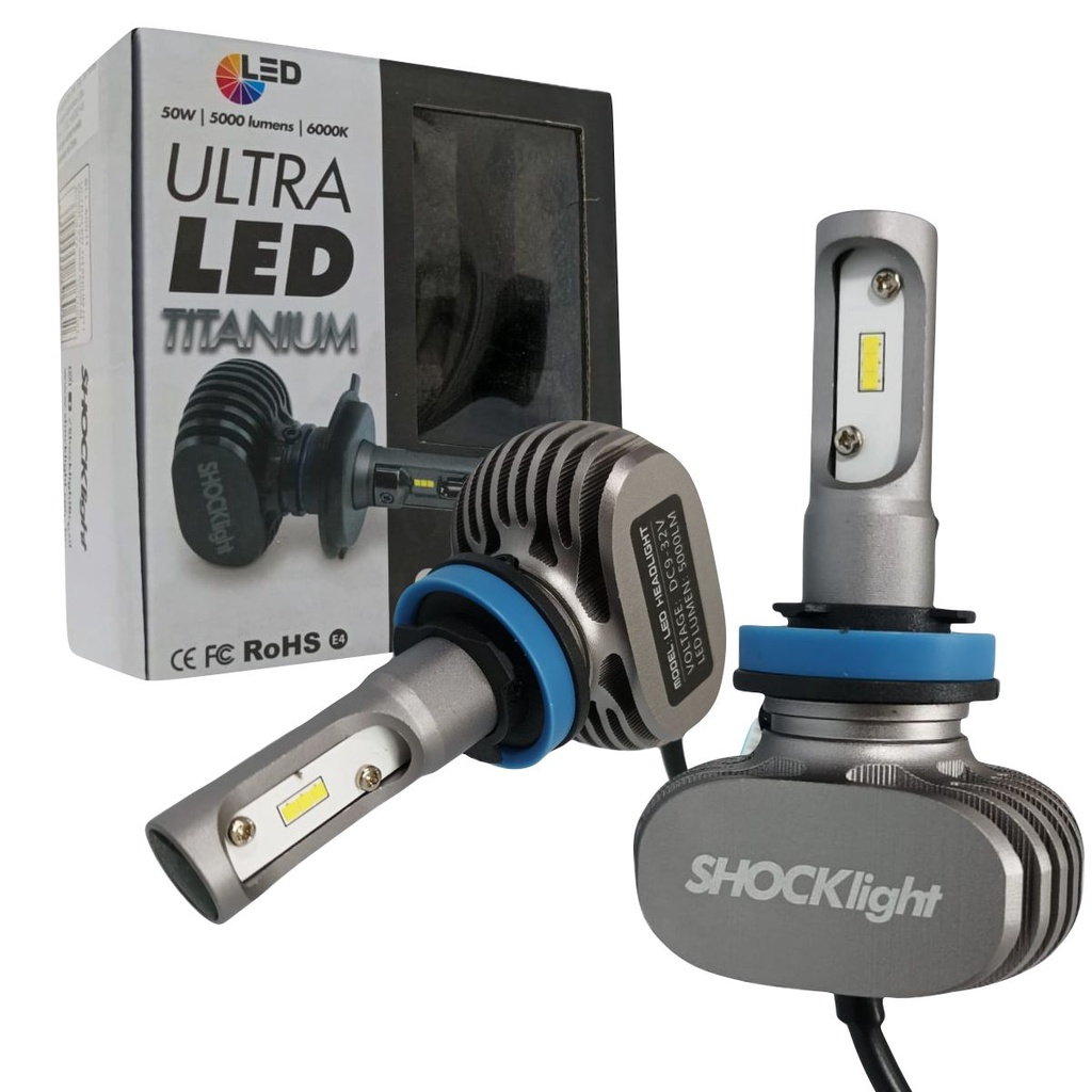 Kit Lampada Ultra Led Titanium Shocklight H11 6000K 10000 Lumens ...