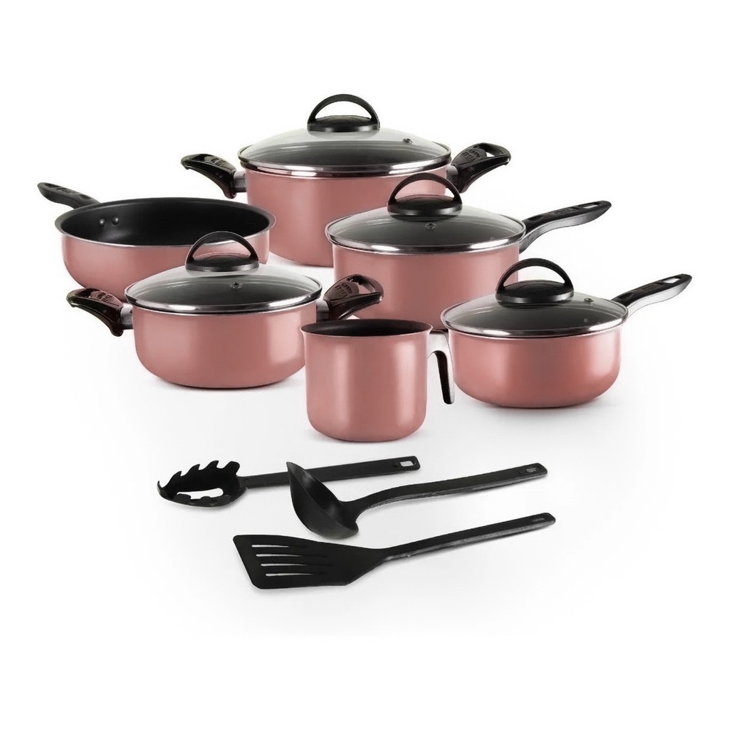 Jogo de Panelas Antiaderente 9 Peças Tampa de Vidro Teflon