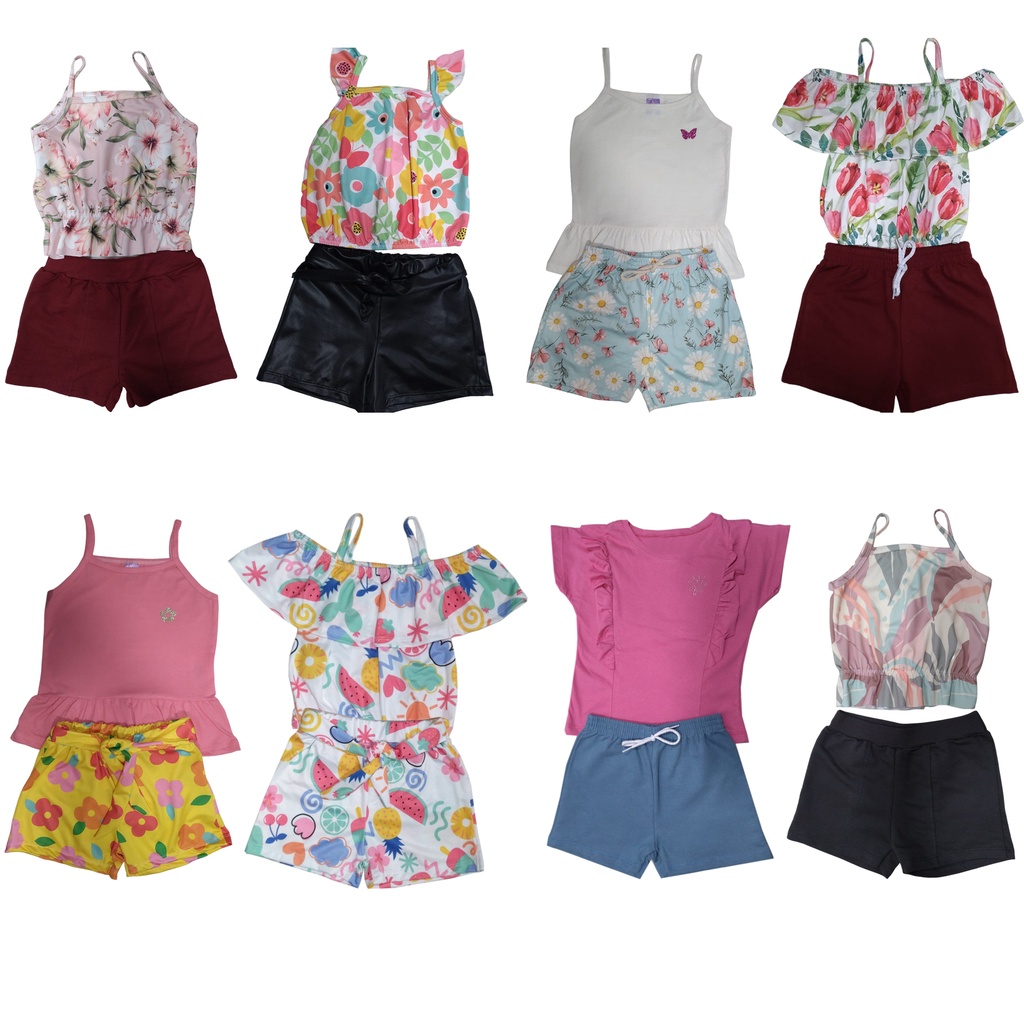 Kit Roupas Feminino Infantil 6 Conjunto Verão Sortido - PROMOÇÃO ...