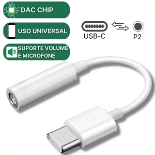 Adaptador Tipo C para Fone de Ouvido P2 Compatível Samsung Galaxy A53 A34 A54 M53 M54 S23 Ultra FE 5G
