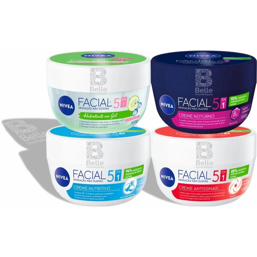 Creme Facial Nivea Antissinais + Nutritivo + Noturno + Gel Pepino Hialurônico