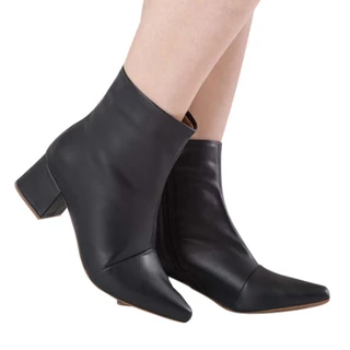Bota Feminina Cano Curto Salto Bloco Baixo casual botinhas femininas salto médio grosso