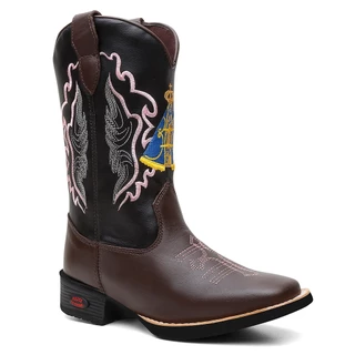 Bota Texana Feminina Country em Couro Nossa Senhora Aparecida