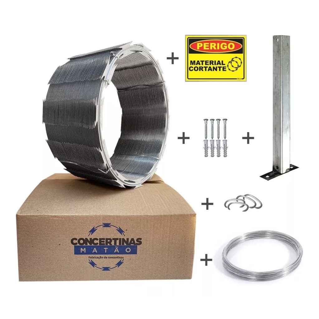 Concertina Simples 30 Cm - 15 Metros Kit Completo | Shopee Brasil