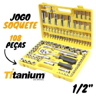 Jogo De Soquete Sextavado 1/2" Titanium 108 Peças
