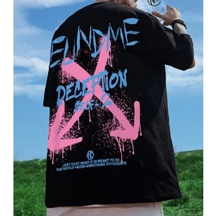 Camiseta Hip-Hop Seta Graffiti Letras Moda Casual Streetwear