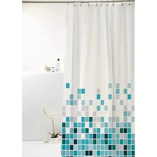 Cortina Para Box De Banheiro Poliéster 1.80 X 1.98m Estampa Pastilha Azul
