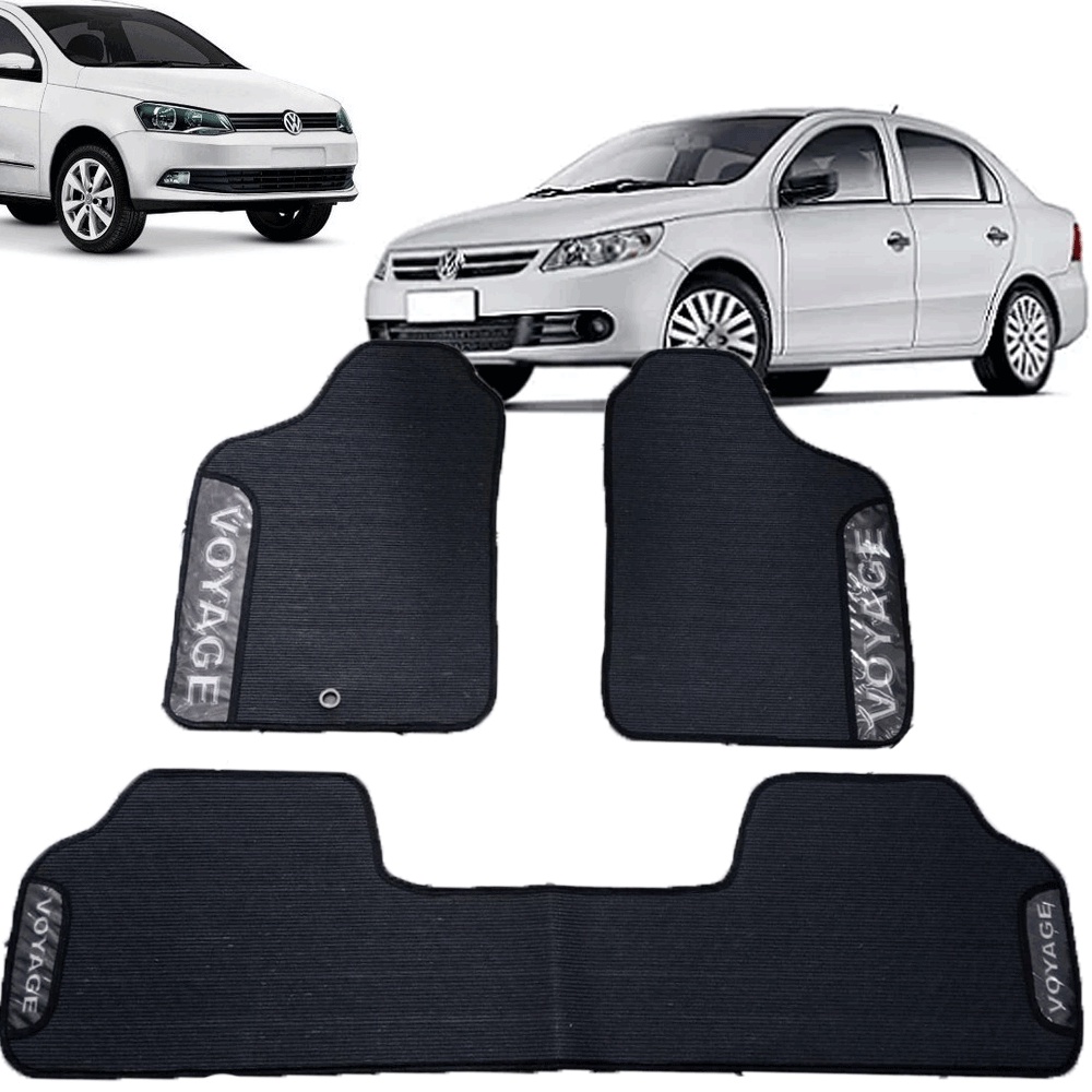 JOGO TAPETE EMBORRACHADO 3 PEÇAS VOLKSWAGEN VOYAGE G6 GVI TRASEIRO INTEIRIÇO 12 13 14 15 16