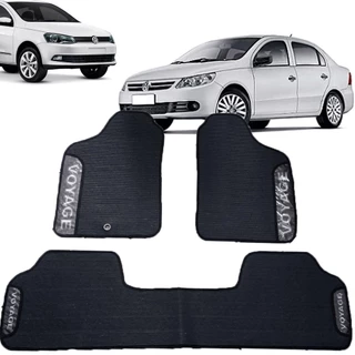 JOGO TAPETE EMBORRACHADO 3 PEÇAS VOLKSWAGEN VOYAGE G6 GVI TRASEIRO INTEIRIÇO 12 13 14 15 16