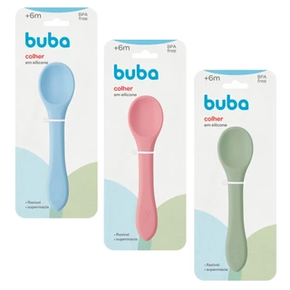 Colher Silicone Bebe Talher Infantil Introdução Alimentar Buba