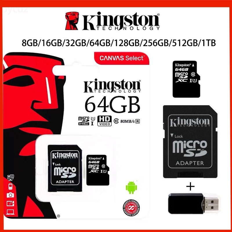 2TB Kingston Micro SDXC Cartão De Memória TF 1TB 16GB/32GB/64GB/128GB/256GB/512GB SD De Alta Velocidade Sdcard Com Adaptador