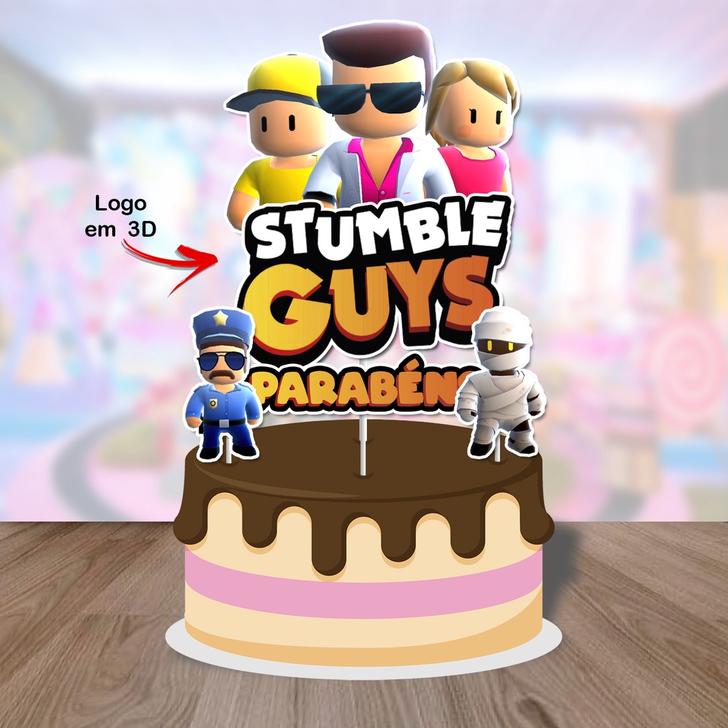 Imagem de bolo Stumble Guys topo de bolo jogo de fondant imagem de