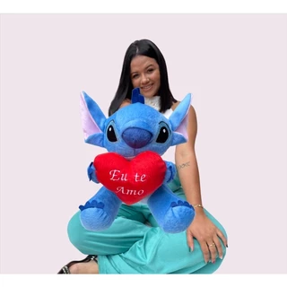 Stitch Pelúcia com coração bordado, Filme Lilo e Stitch, Presente Namorados, Mãe, Crianças