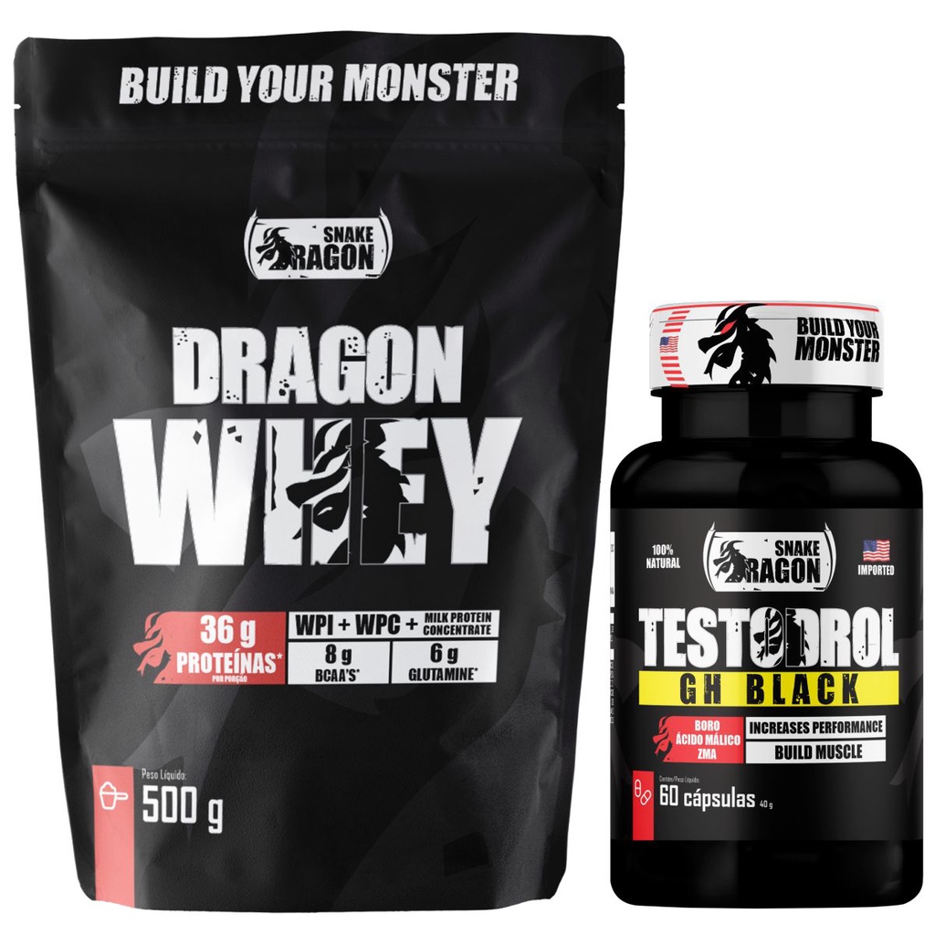 Dragon Whey 500g + Testo Black 60 cápsulas