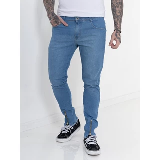 Calça Jeans Masculina Super Skinny Com Ziper Na Barra Power Elastano Premium