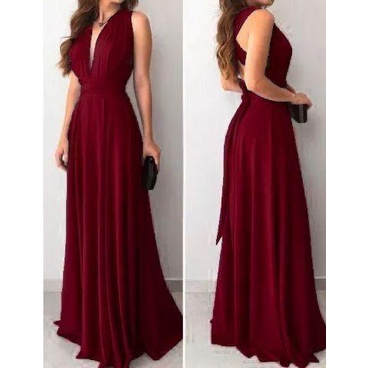 Vestido de madrinha marsala com clearance manga curta