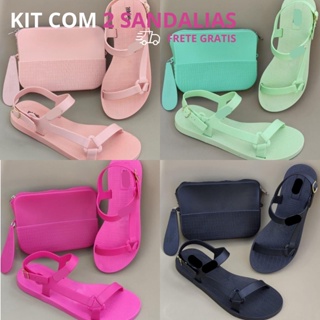 Kit 2 Pares Sandalia Papete Sun Feminina Rasteirinha Rasteira Verão