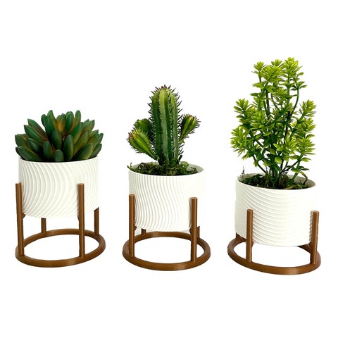 Trio de Vasos Cachepot com Suporte Para Cactos ou Suculentas — foto 1 — Achou Levou Brasil