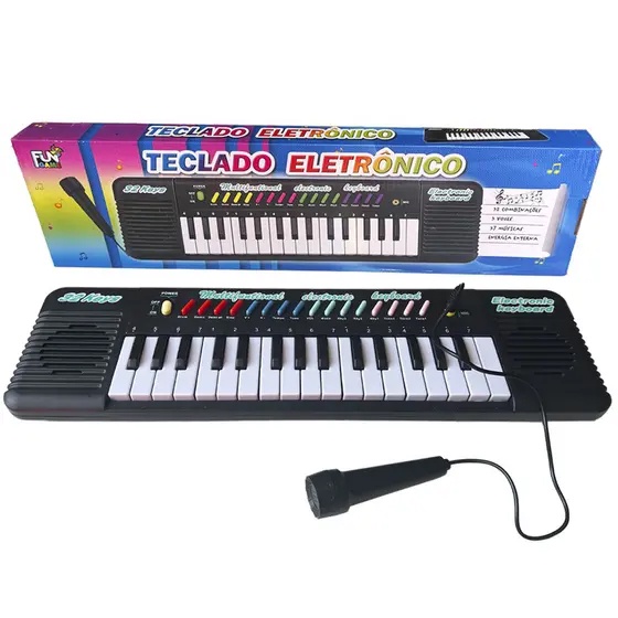 Teclado Musical Infantil Eletrônico 32 Teclas Com Microfone - - HM TOYS