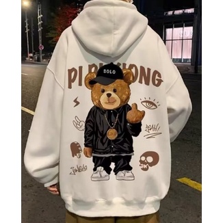 Casaco Moletom Capote Urso Hip Hop impressão Casual Com Capuz Streetwear