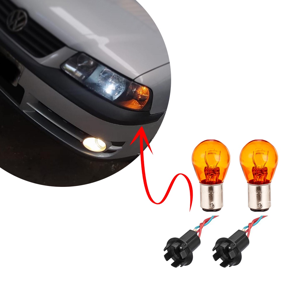Kit Seta Conjugada Gol e outros ( Lampada Ambar Laranja 2 polos + Soquete 2 Polos Universal )