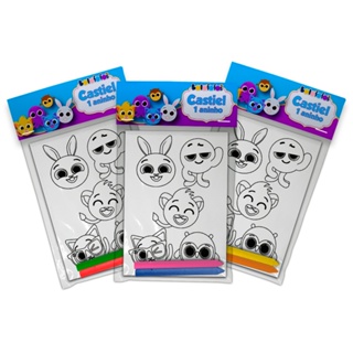 30 Unidades Kit Colorir Giz De Cera Lembrancinha Infantil Tema Bebe Bolo Fofos Outros