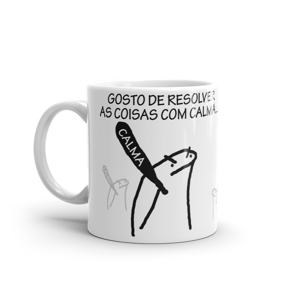 Caneca Meme Flork Gosto de Resolver as Coisas com Calma - Xicara Taco Calma  Boneco Palito Zoeira