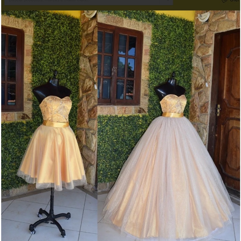 Vestido dourado de 15 sales anos