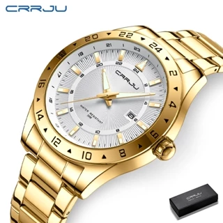 CRRJU Novo Relógio De Moda Masculino Simulação Esportiva De Quartzo De Aço Inoxidável À Prova D