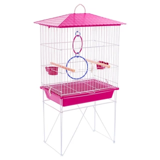 Gaiola Viveiro para calopsita MAIS ACESSORIO UM JOGO DE ARGOLA COLORIDA mansa teto plástico na cor Rosa Opção Pet