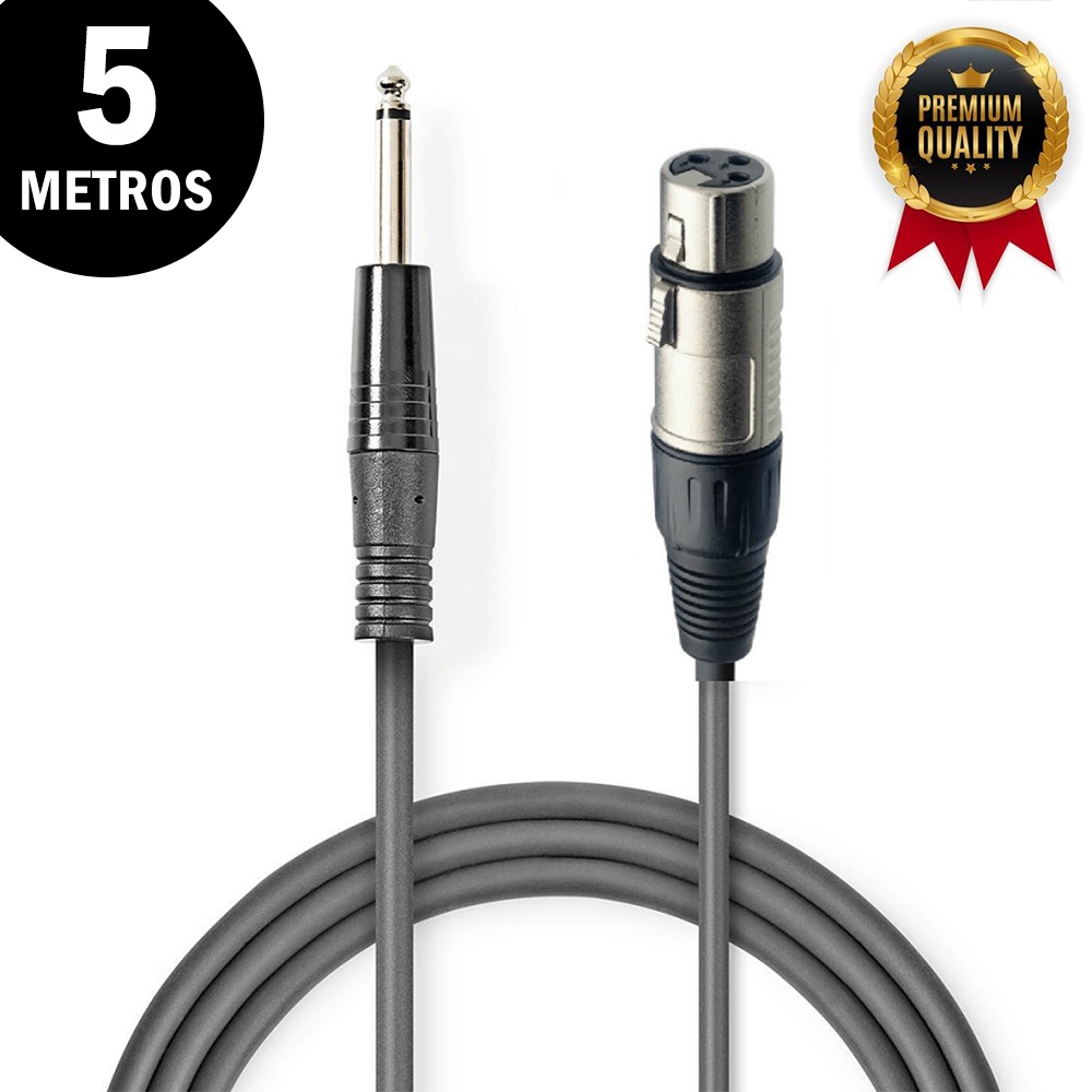 Cabo Original P10 / Canon XLR Femea Profissional de 5 Metros